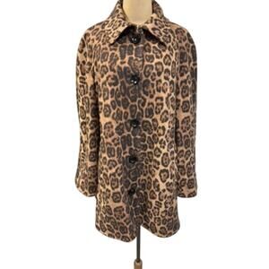 "LOUBEN" Women's Wool & Cashmere Blend Cheetah Print  Coat SZ 12 Mob Wife READ!!